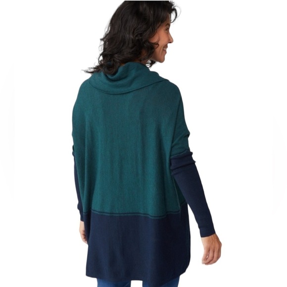 Smartwool Women's Edgewood Poncho Sweater in Twilight Blue Heather XS - Picture 6 of 9